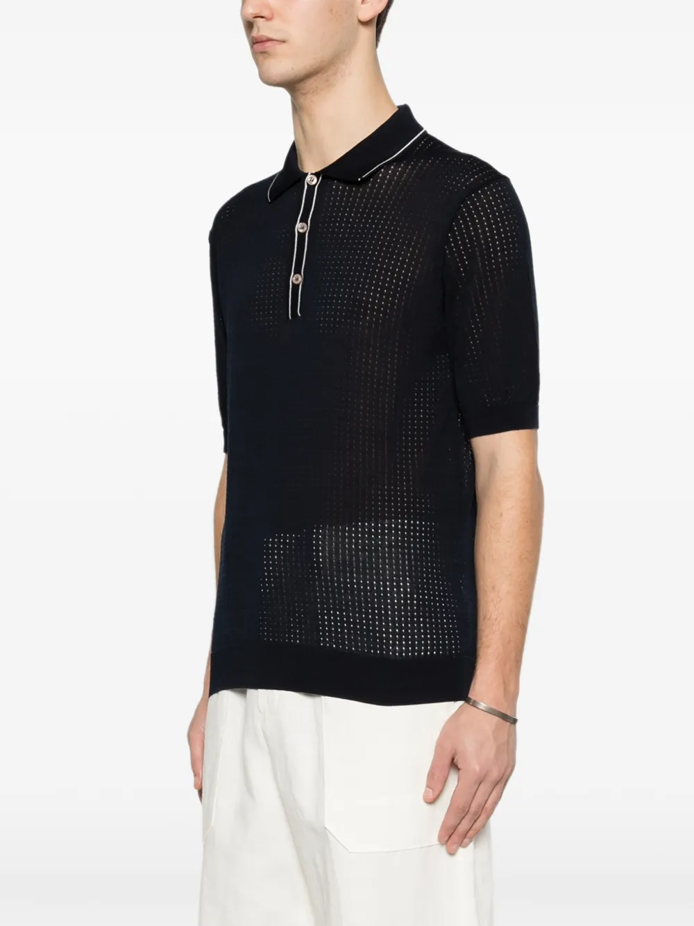 Tagliatore Poloshirt met afwerking Blauw