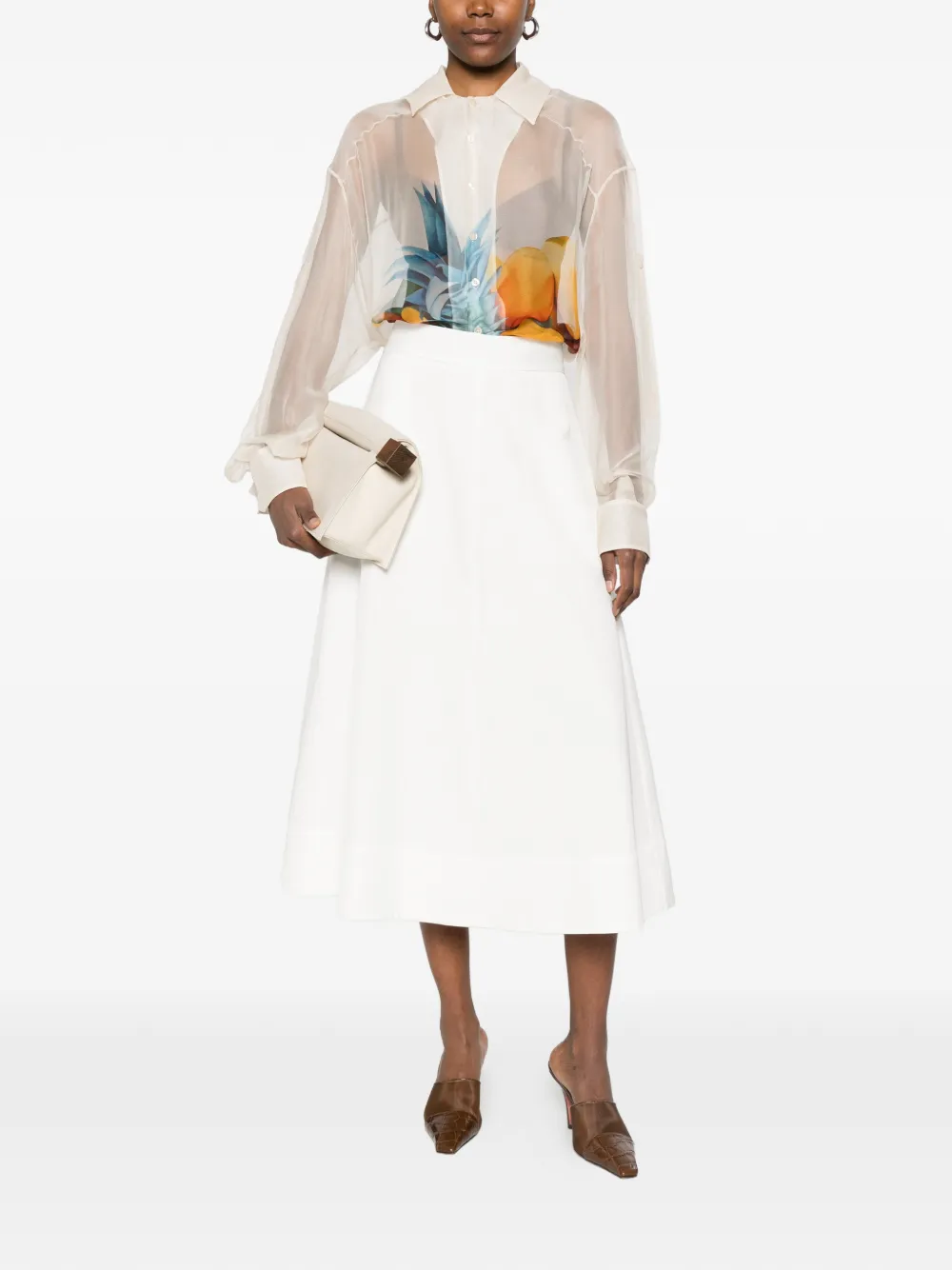 Donde Esteban Blouse met fruitprint Beige