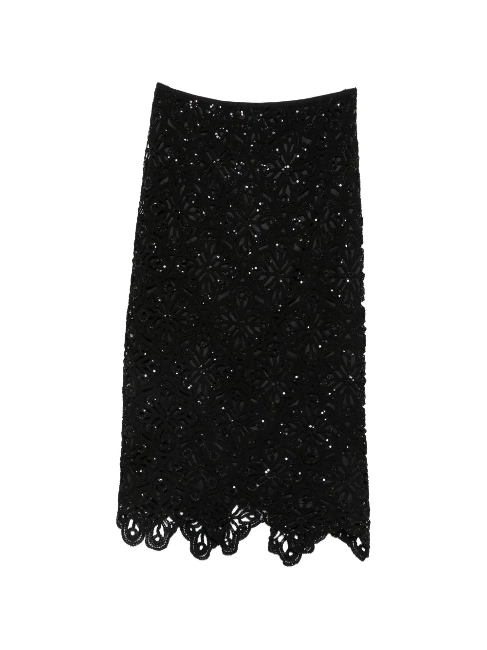 Pennyblack sequin-embellished lace-overlay maxi skirt - Nero