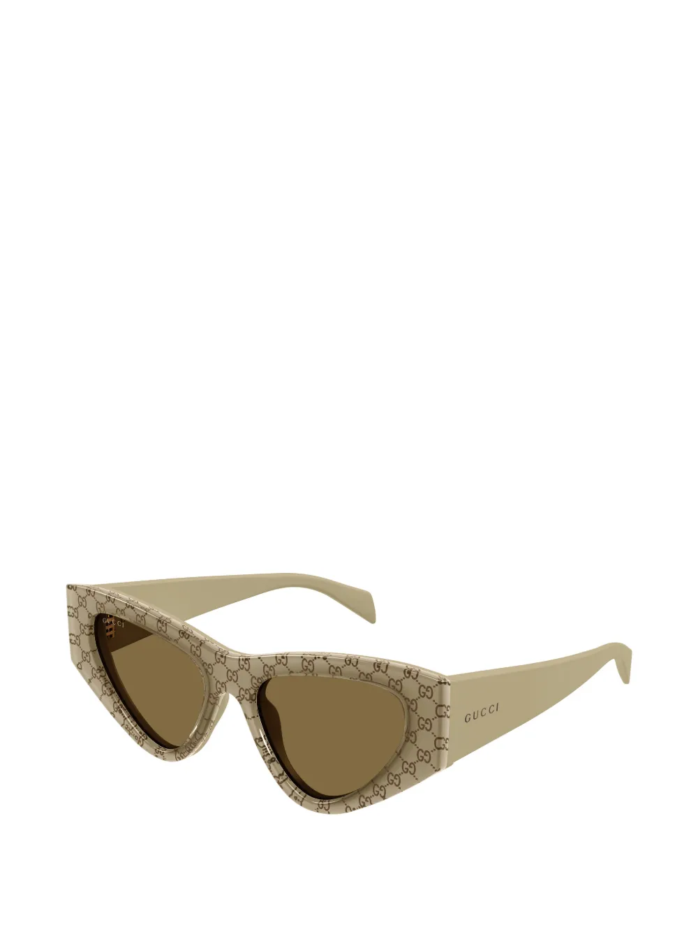  Gucci Eyewear Monogram Geometric-frame Sunglasses - Neutrals 