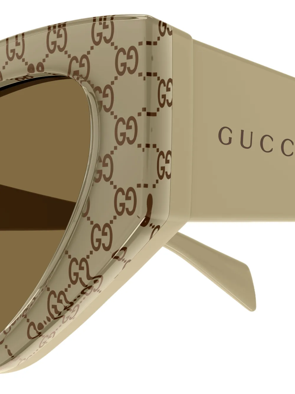  Gucci Eyewear Monogram Geometric-frame Sunglasses - Neutrals 