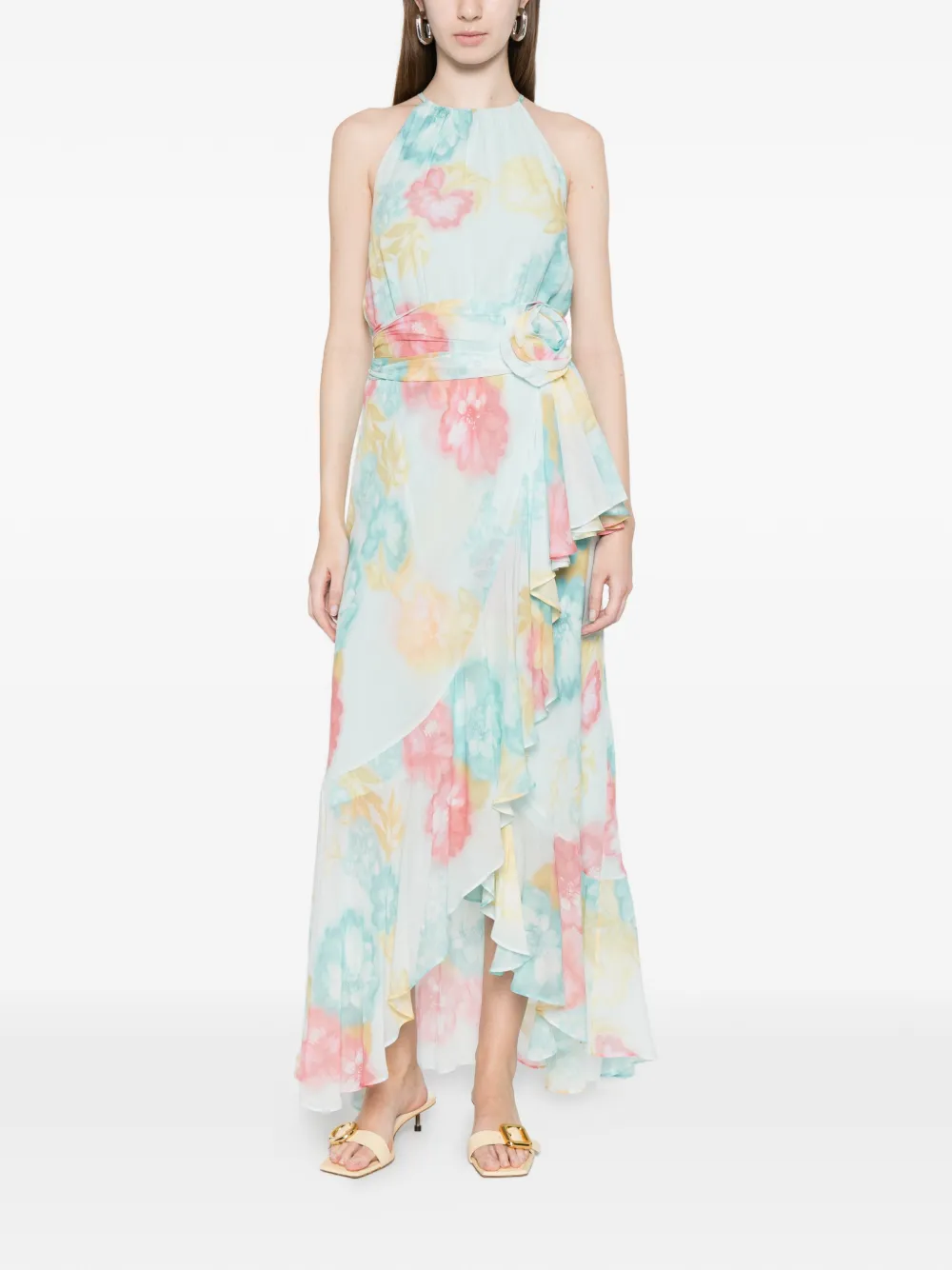  Marella Ruffled Floral Dress - Blue 
