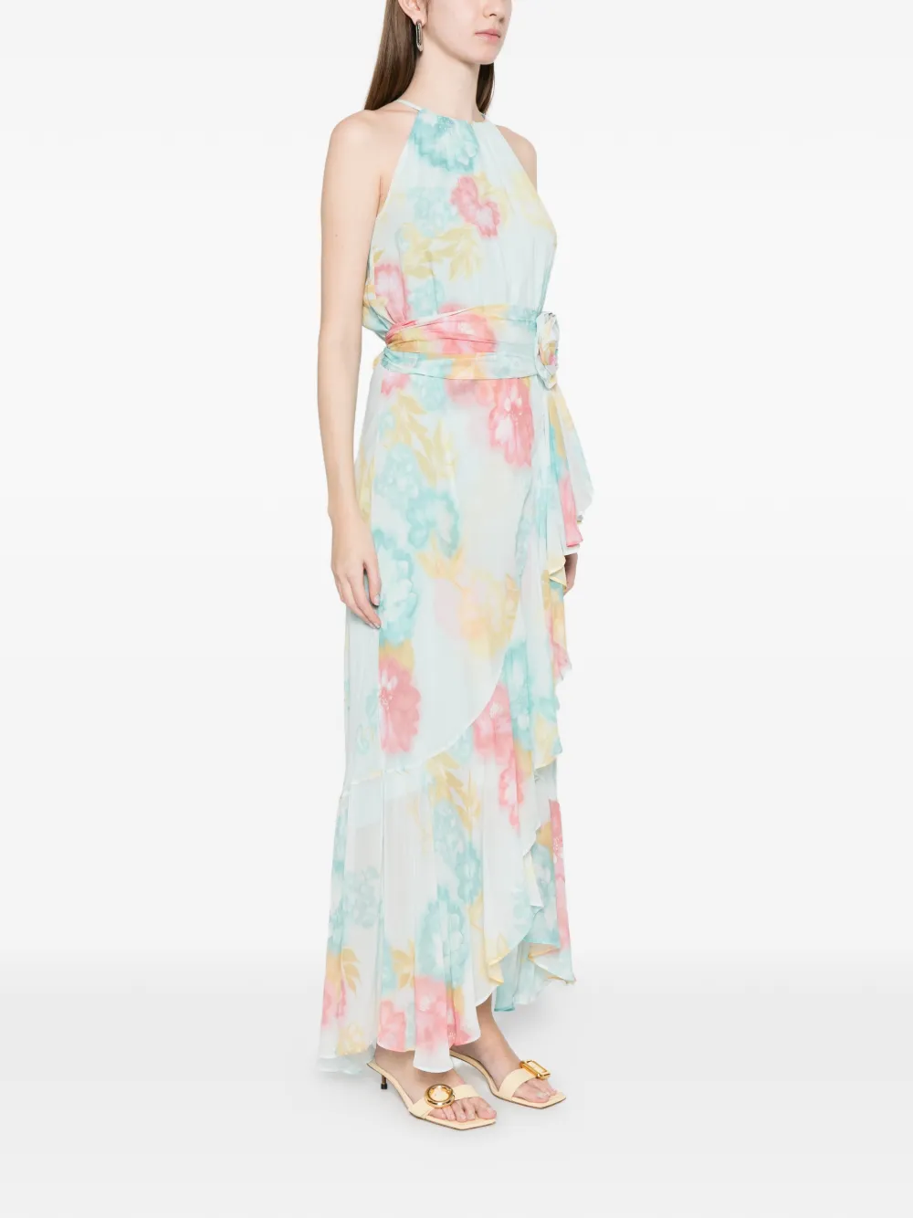  Marella Ruffled Floral Dress - Blue 