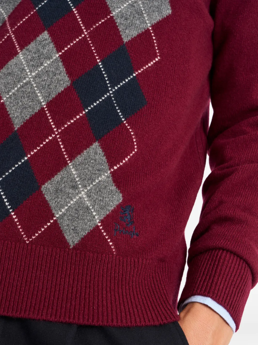 Pringle of Scotland Trui met argyle-patroon en V-hals Rood