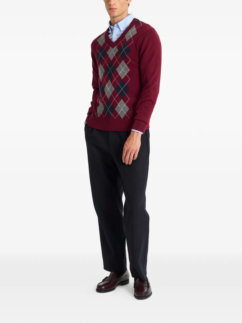 Pringle of Scotland Trui met argyle-patroon en V-hals Rood