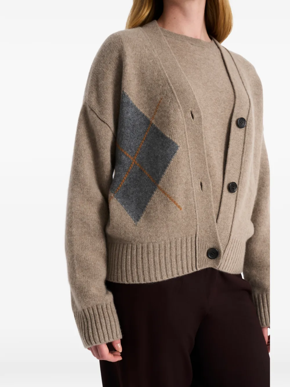 Pringle of Scotland Kasjmier vest met argyle patroon Beige