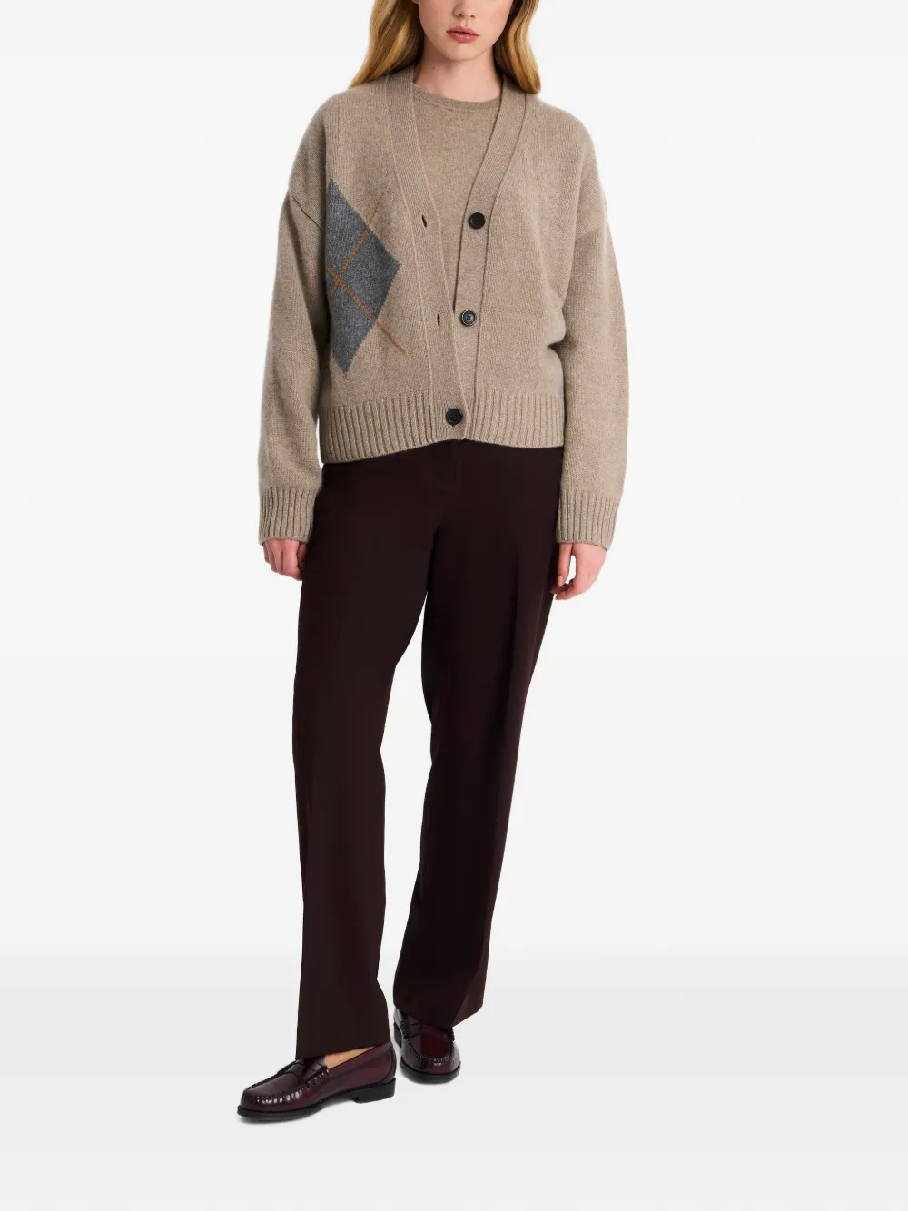 Pringle of Scotland Kasjmier vest met argyle patroon Beige