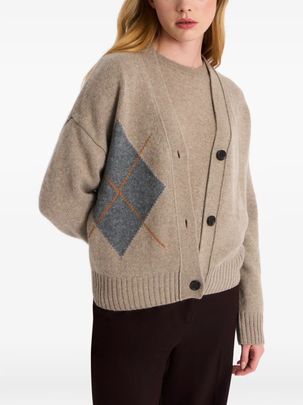 Pringle of Scotland Kasjmier vest met argyle patroon Beige