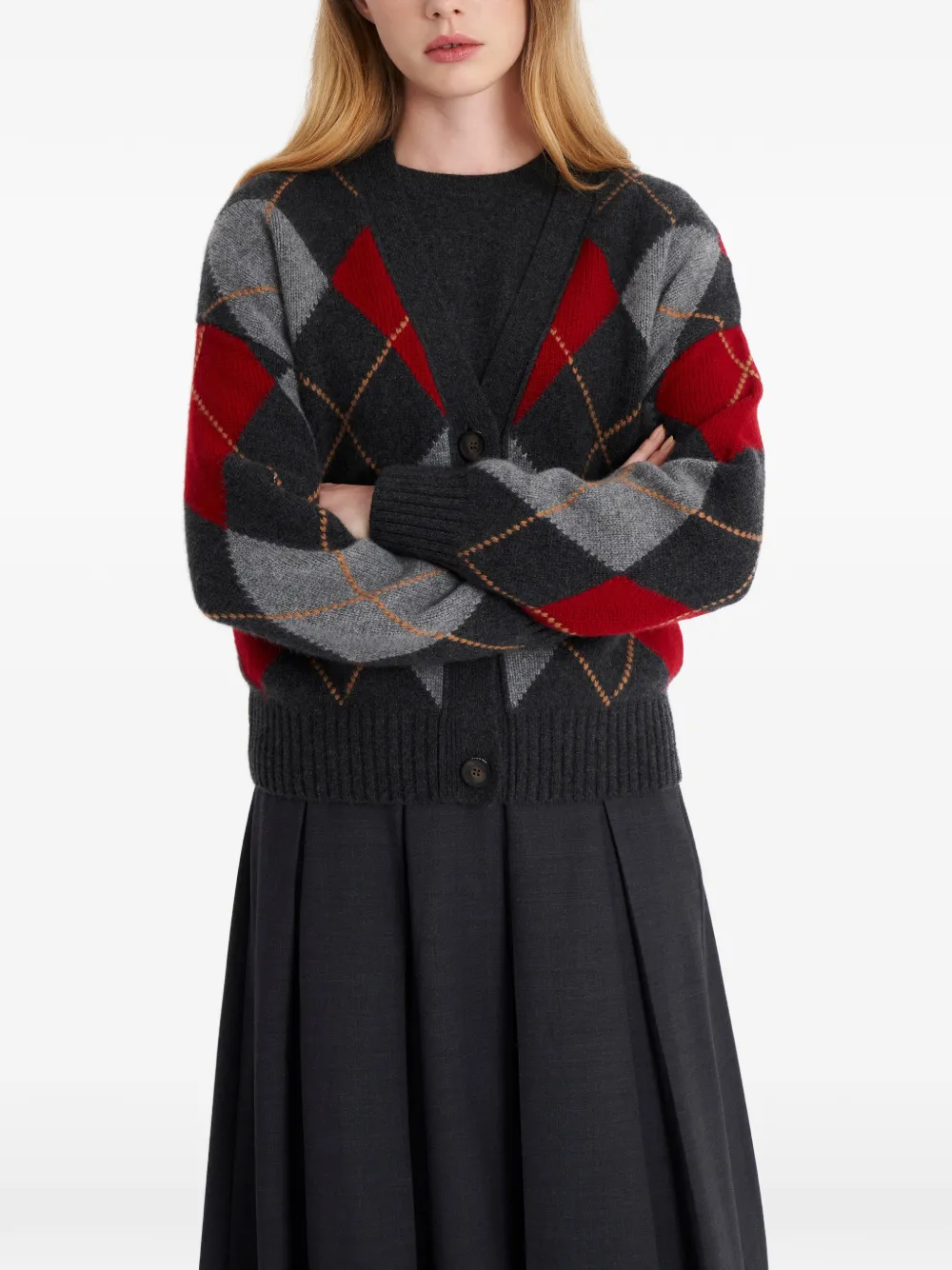 Pringle of Scotland Kasjmier vest met argyle patroon Grijs