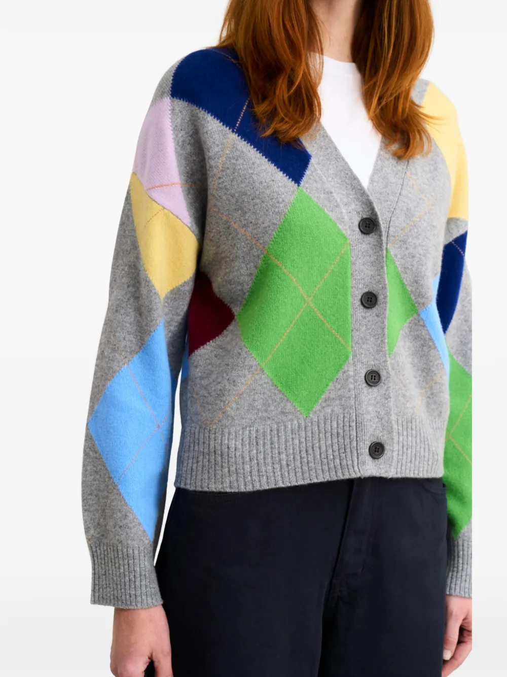 Pringle of Scotland Vest met argyle-patroon en knoop Grijs