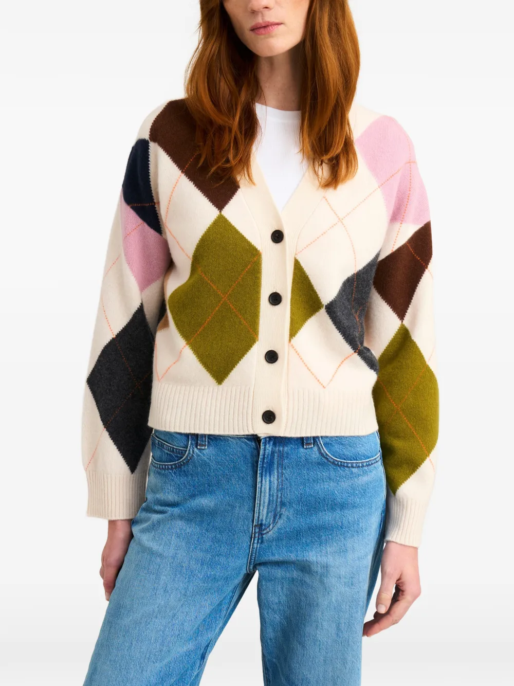  Pringle Of Scotland Argyle Buttoned Cardigan - Neutrals 