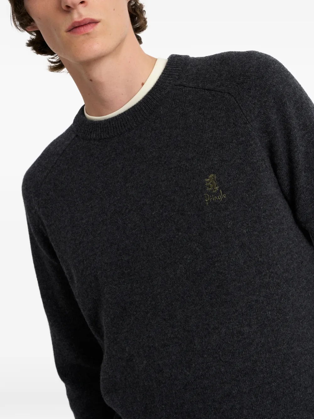 Pringle of Scotland Trui met ronde hals en logo Grijs