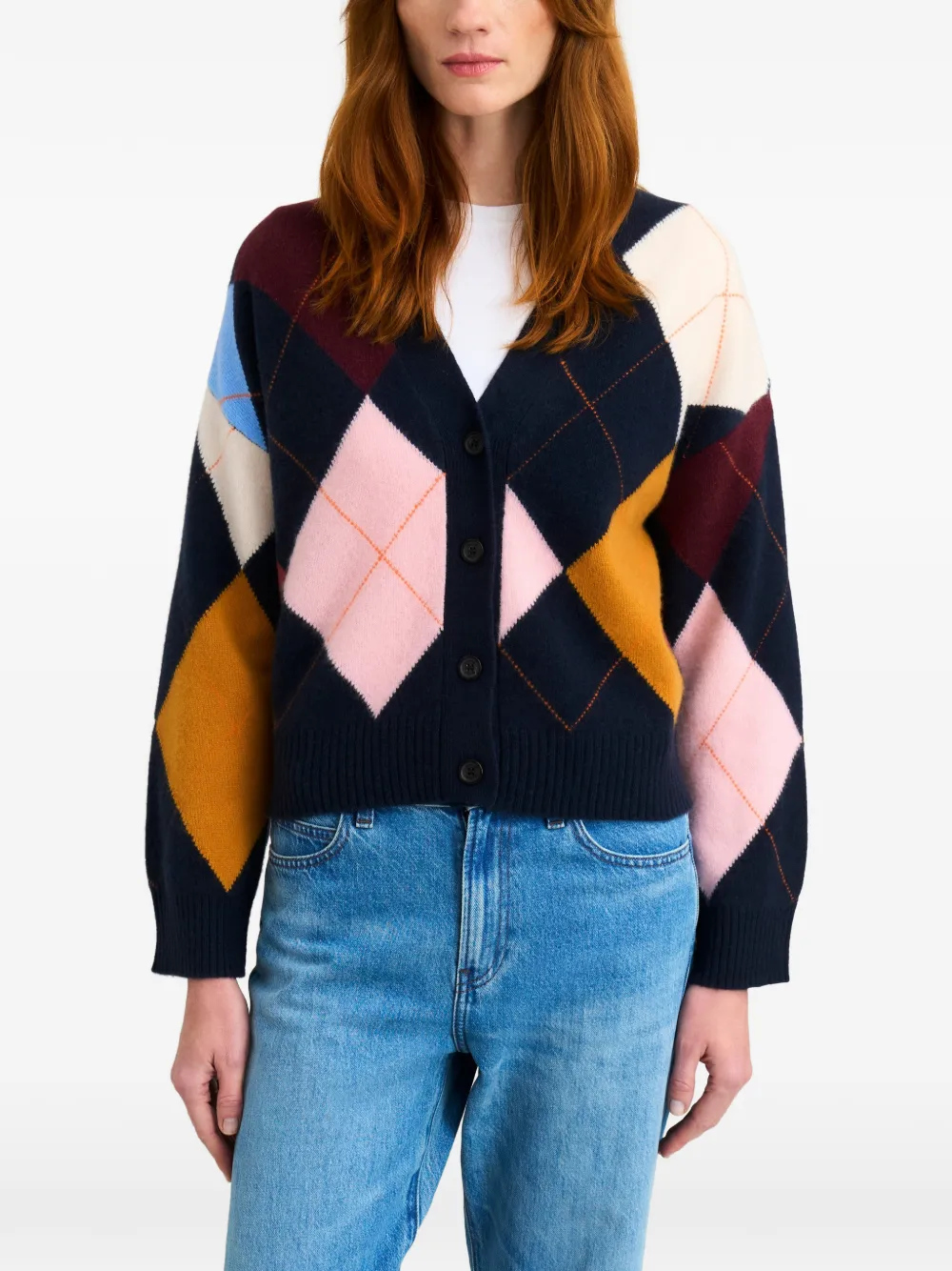  Pringle Of Scotland Argyle Buttoned Cardigan - Blue 