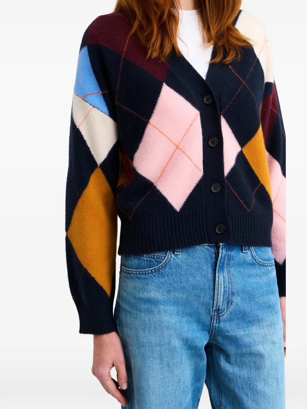 Pringle of Scotland Vest met argyle-ruit en knoop Blauw