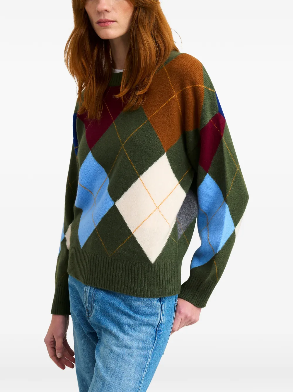 Pringle of Scotland Trui met argyle patroon en ronde hals Groen