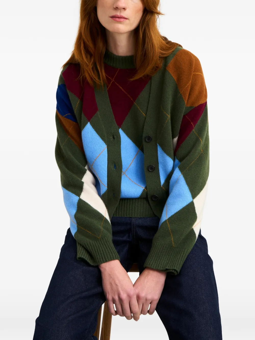  Pringle Of Scotland Argyle-pattern Cardigan - Green 