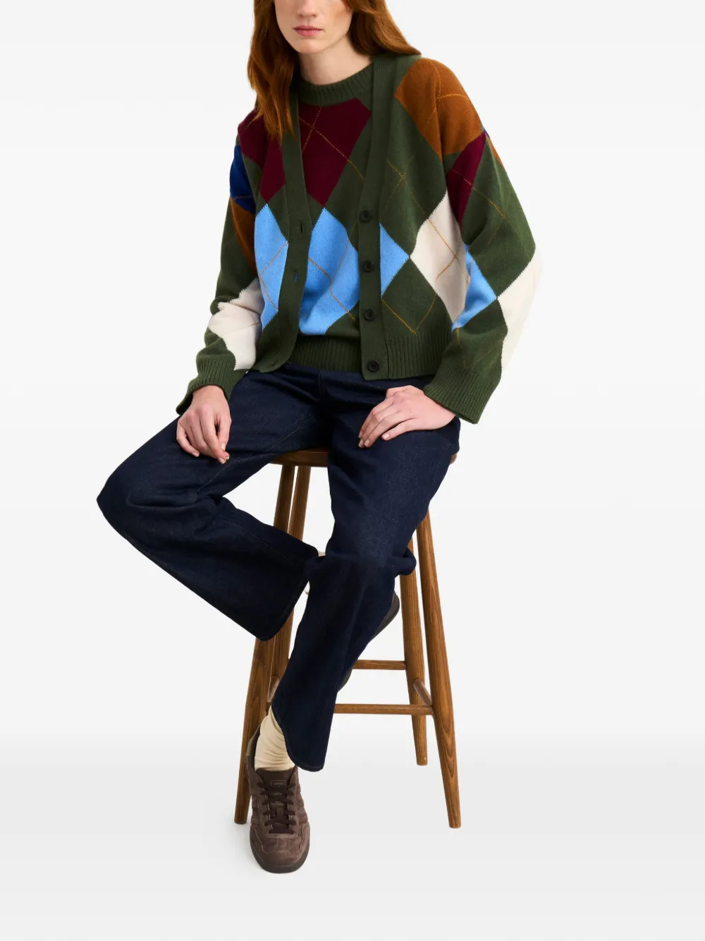  Pringle Of Scotland Argyle-pattern Cardigan - Green 