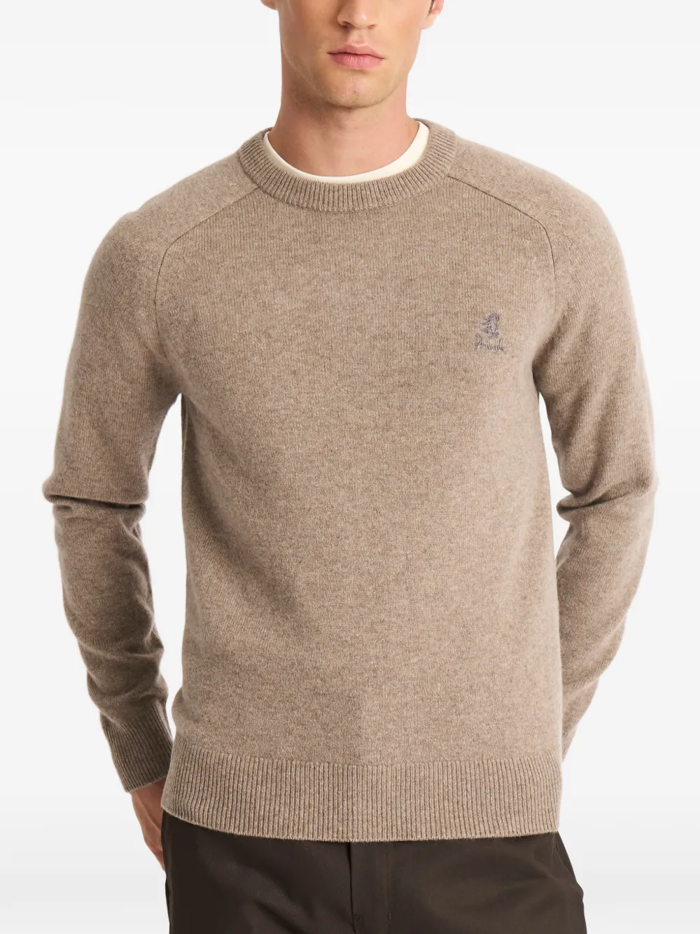 Pringle of Scotland Trui met ronde hals en logo Beige