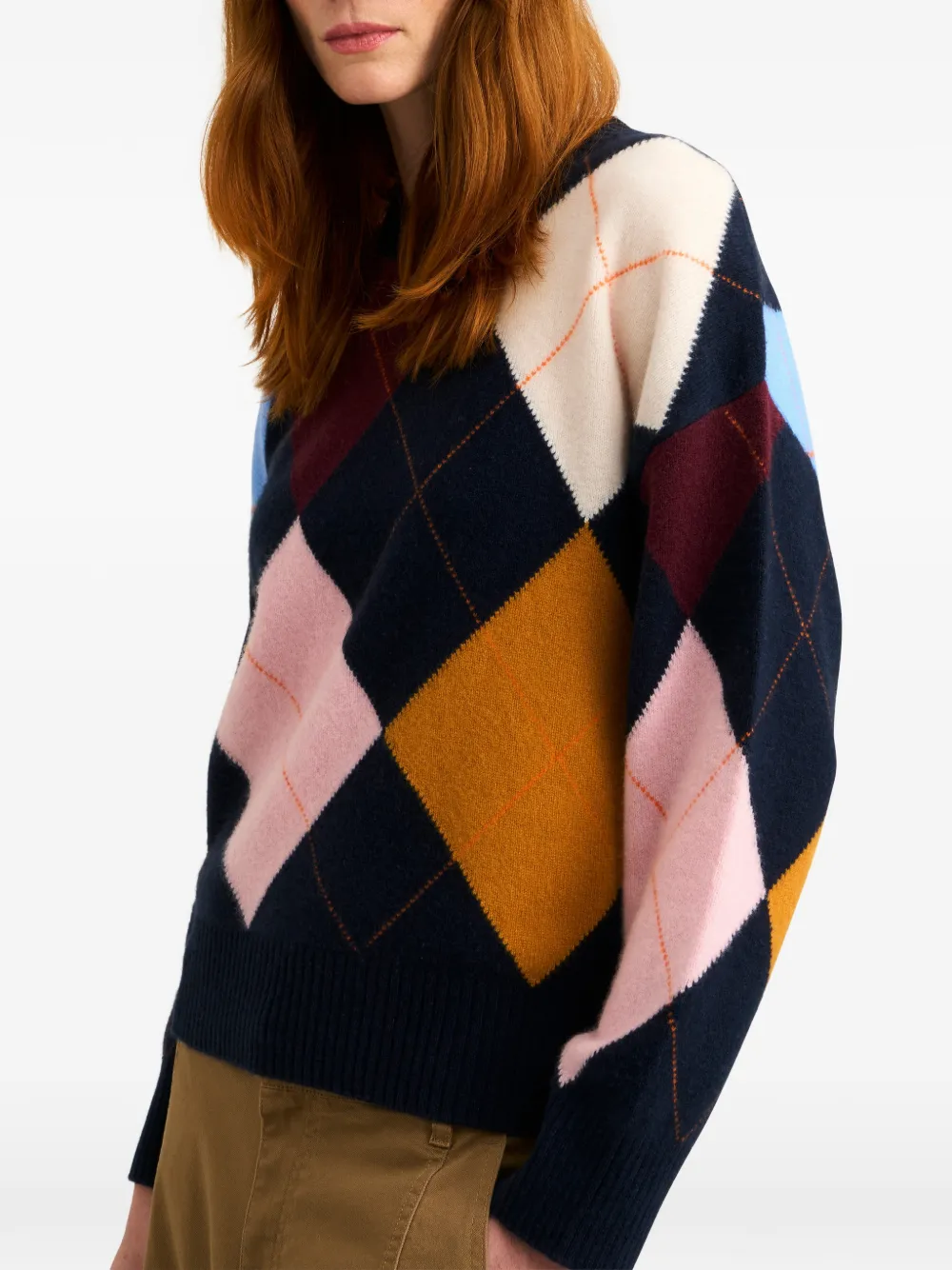 Pringle of Scotland Trui met argyle patroon en ronde hals Blauw