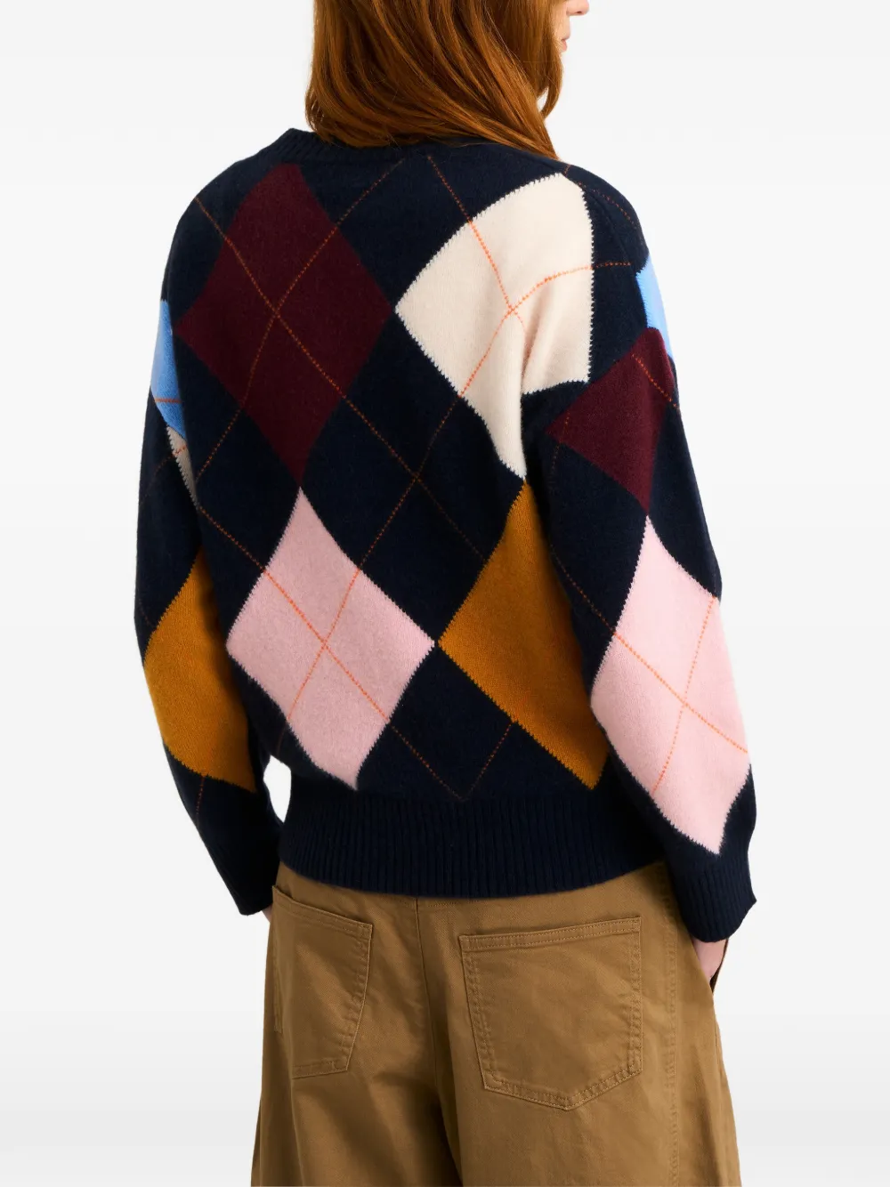 Pringle of Scotland Trui met argyle patroon en ronde hals Blauw