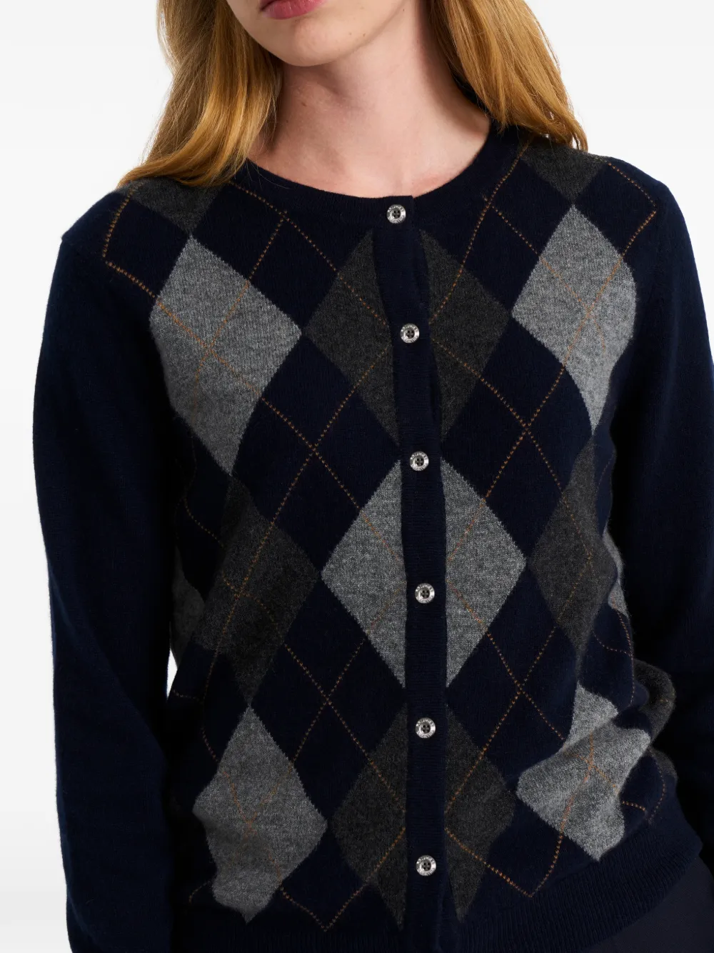 Pringle of Scotland Vest met argyle patroon en ronde hals Blauw