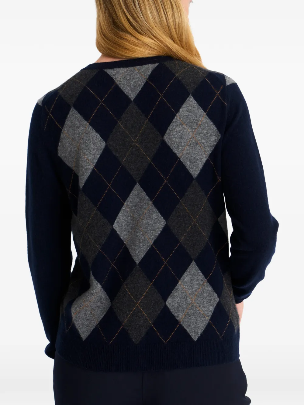 Pringle of Scotland Vest met argyle patroon en ronde hals Blauw