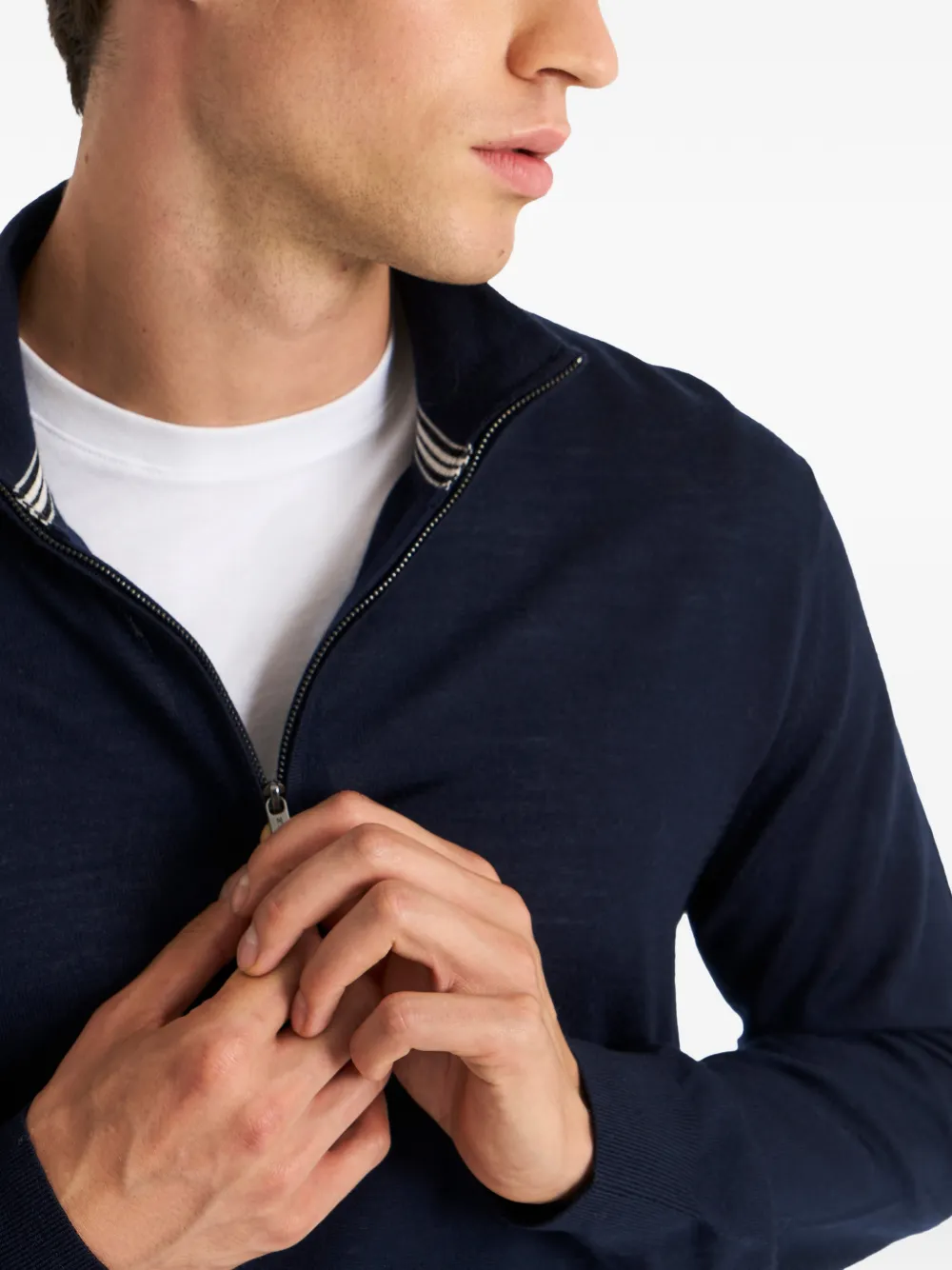Pringle of Scotland Trui van merinowol met kwartrits Blauw