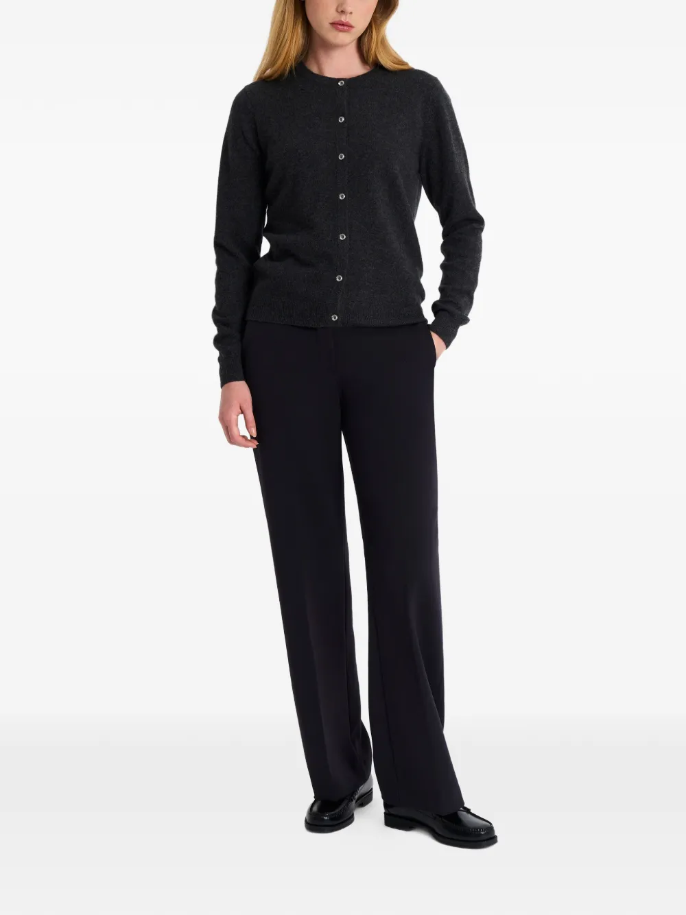 Crew-Neck Cashmere Cardigan