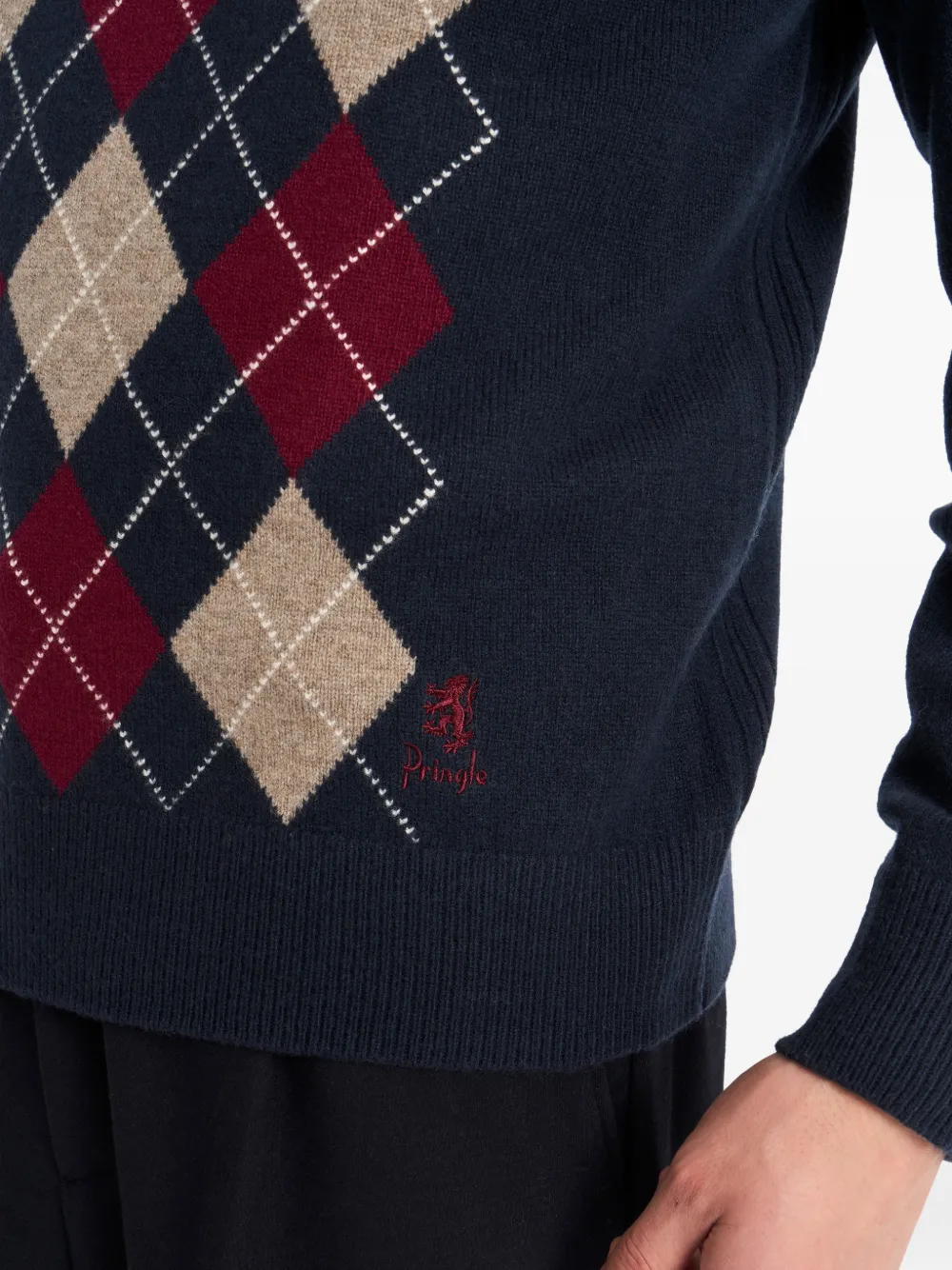 Pringle of Scotland Trui met argyle-patroon en V-hals Blauw