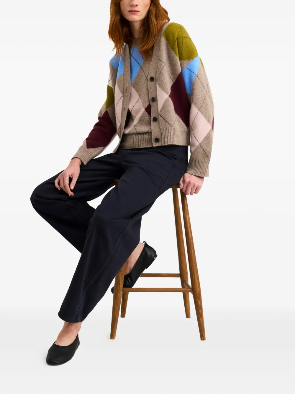 Pringle of Scotland Wollen vest met argyle patroon Beige