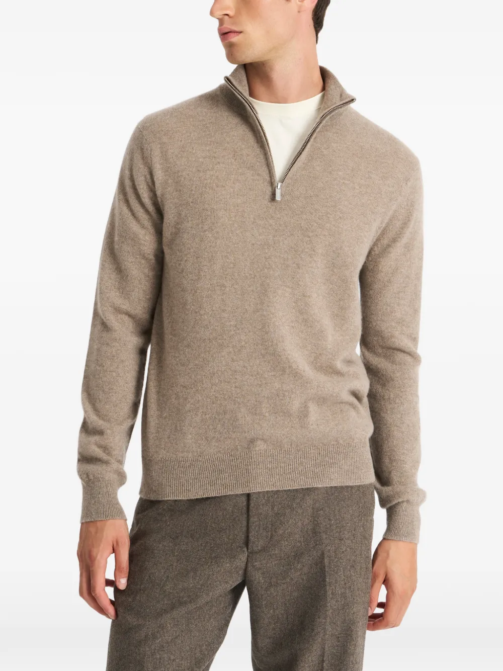 Pringle of Scotland Kasjmier trui met rits Beige