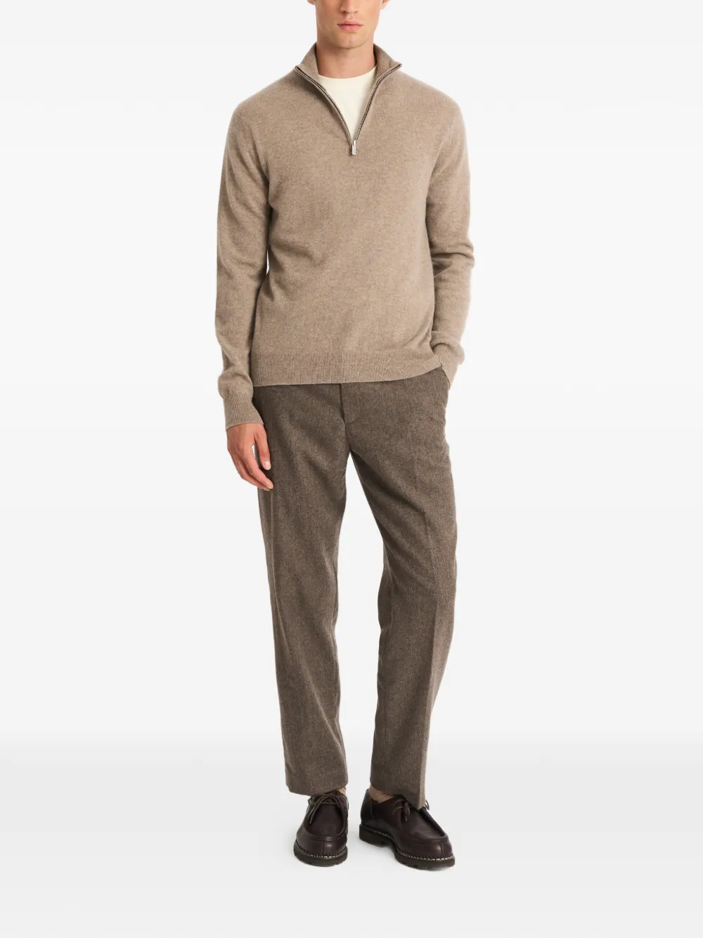 Pringle of Scotland Kasjmier trui met rits Beige