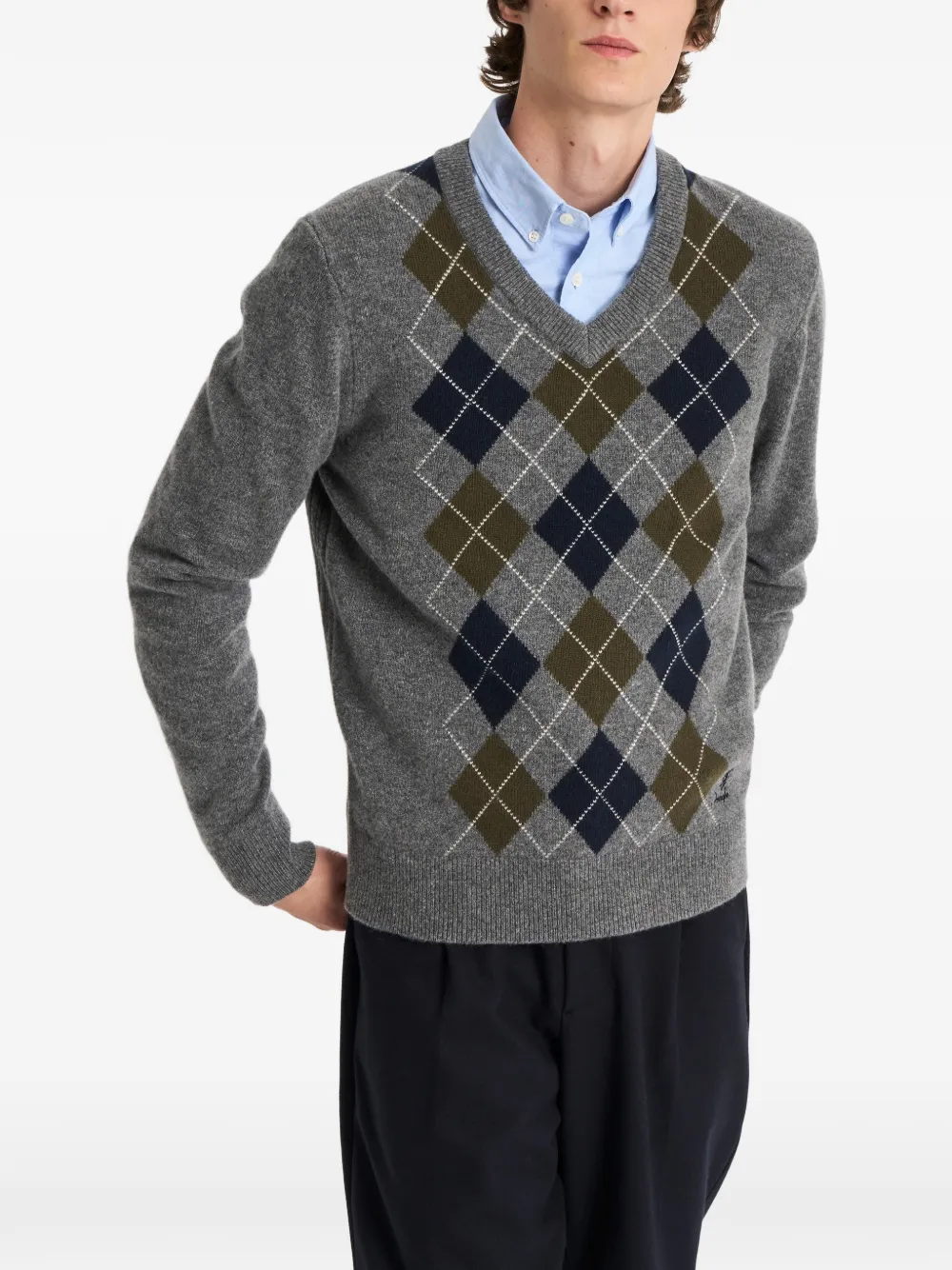 Argyle V-Neck Sweater