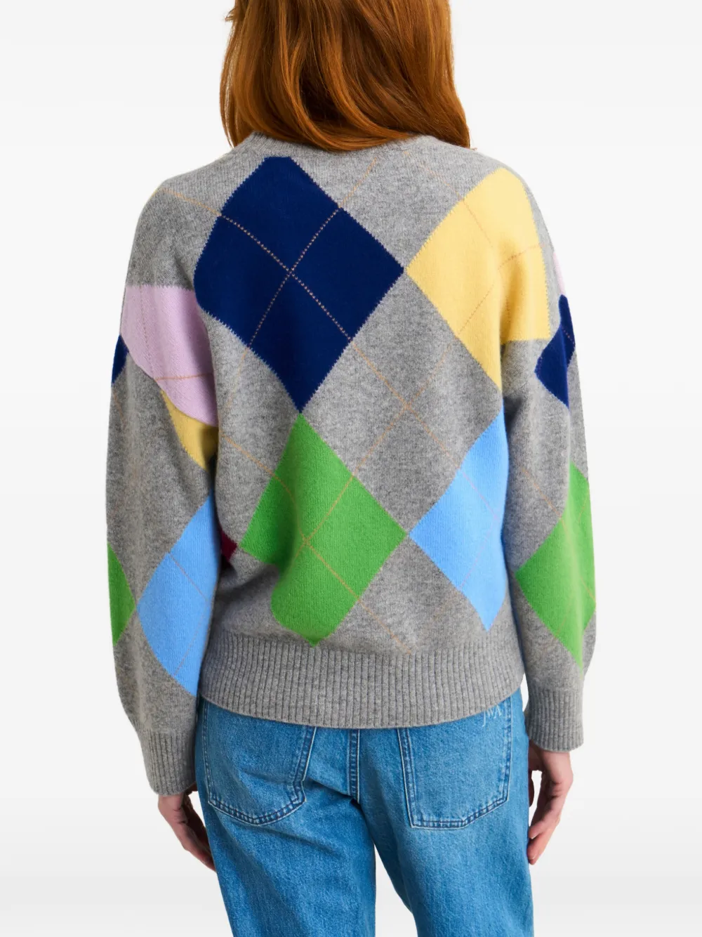 Pringle of Scotland Trui met argyle patroon en ronde hals Grijs