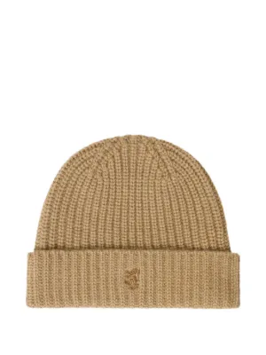 Tory Burch Ribbed Knit Beanie Hat | Brown | FARFETCH