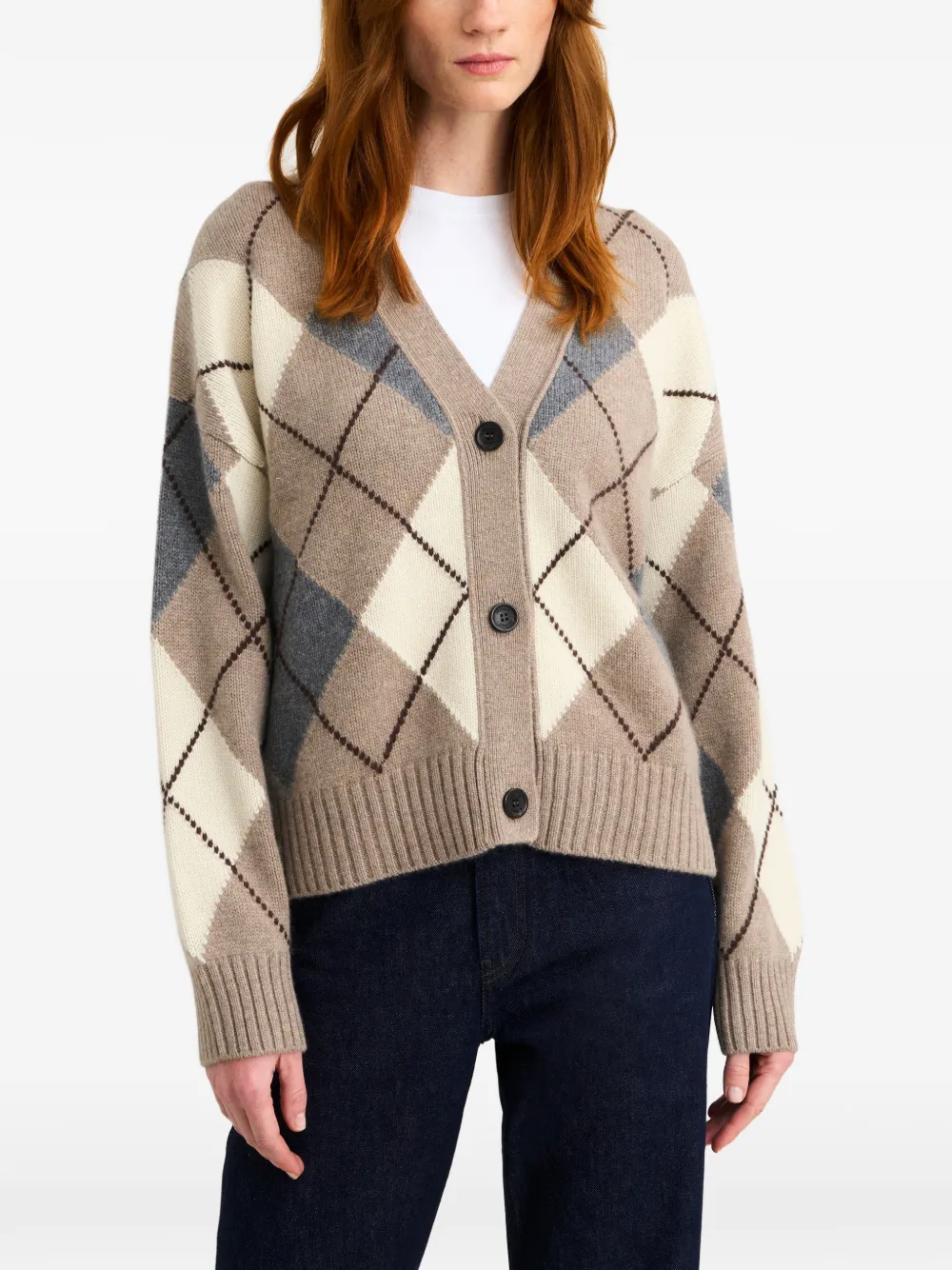 Pringle of Scotland Kasjmier vest met argyle patroon Beige
