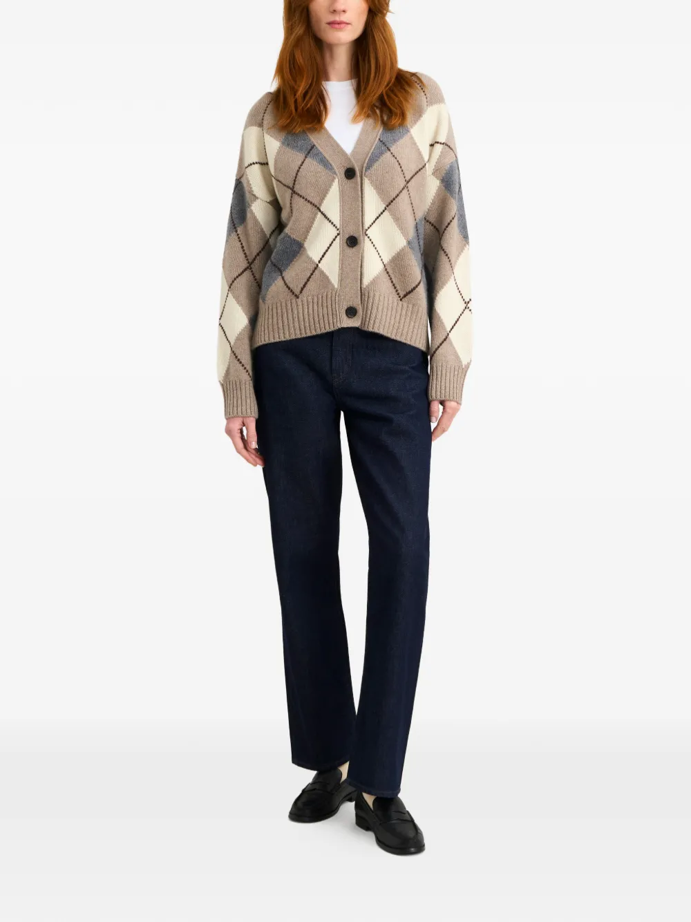 Pringle of Scotland Kasjmier vest met argyle patroon Beige
