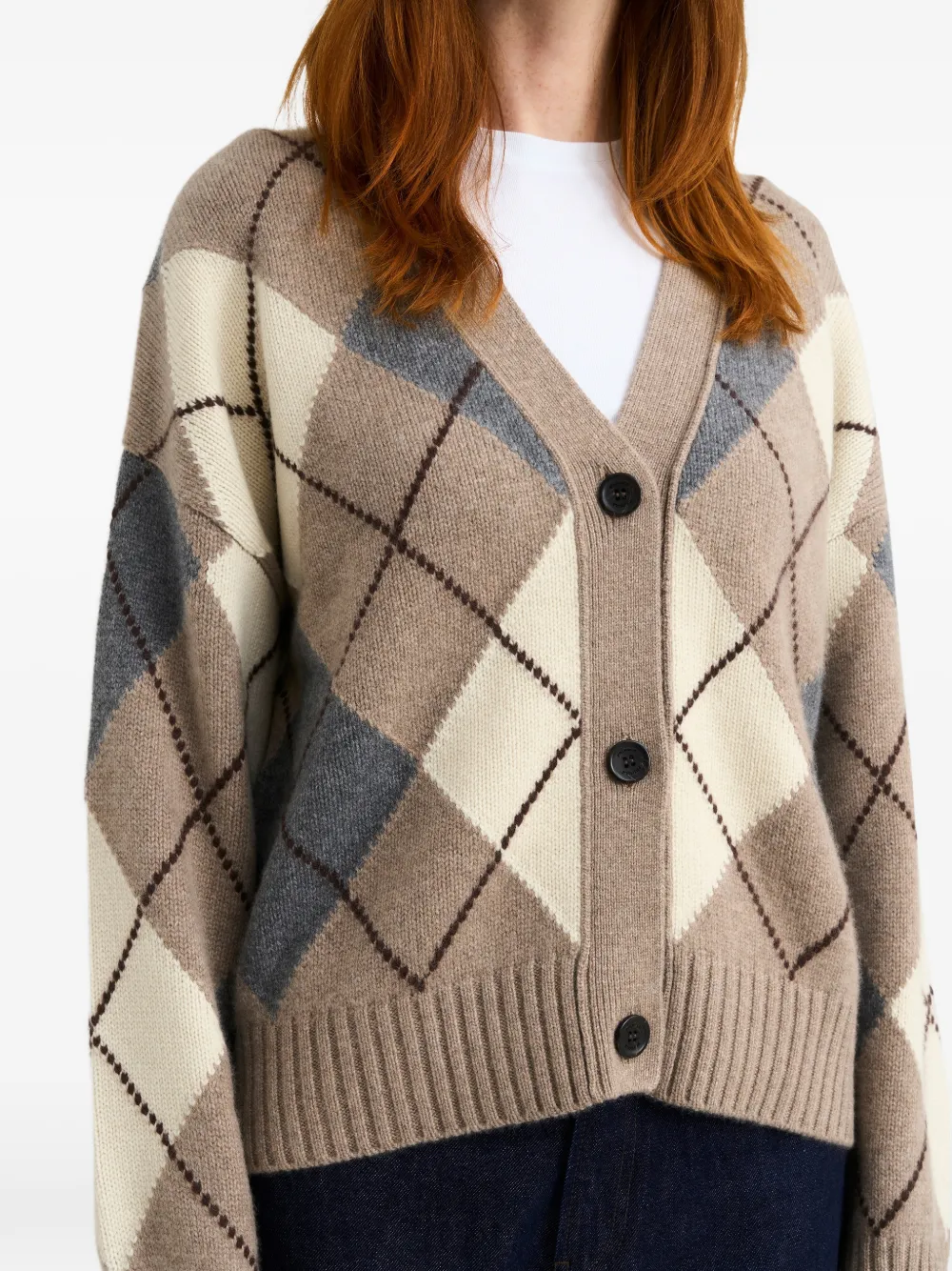 Pringle of Scotland Kasjmier vest met argyle patroon Beige