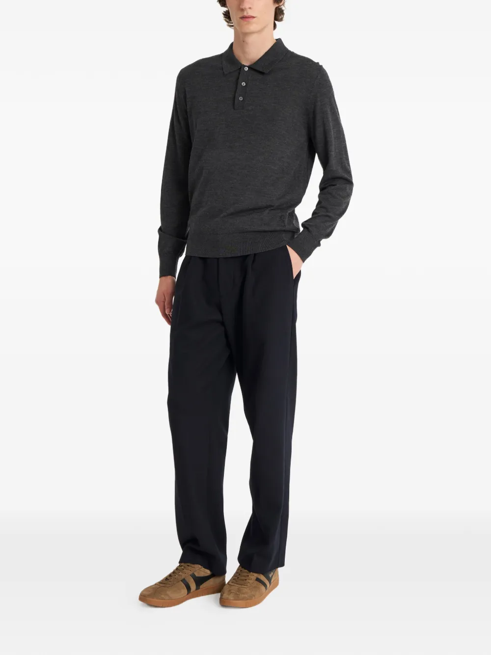 Polo-Collar Merino Wool Sweater