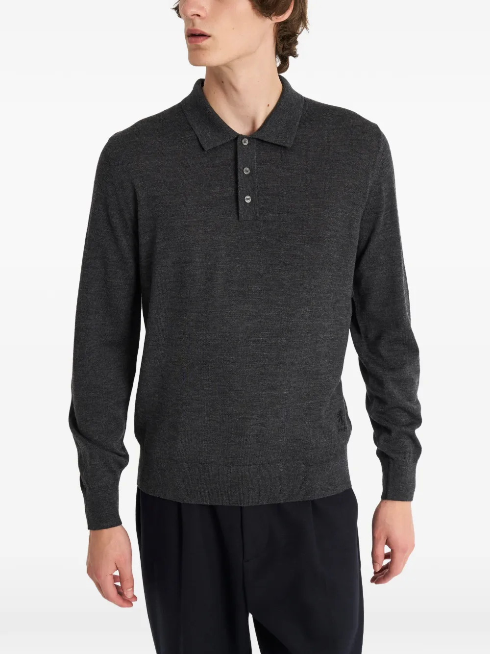 Polo-Collar Merino Wool Sweater