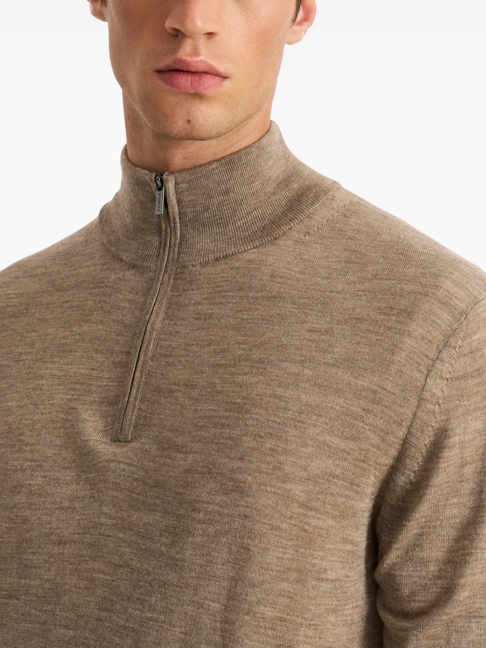 Pringle of Scotland Trui van merinowol met kwartrits Beige