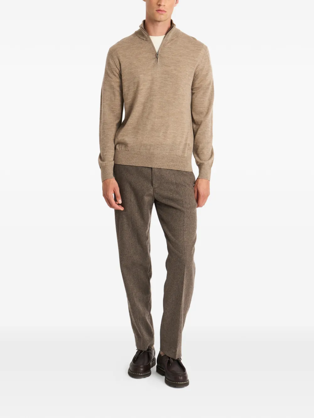 Pringle of Scotland Trui van merinowol met kwartrits Beige