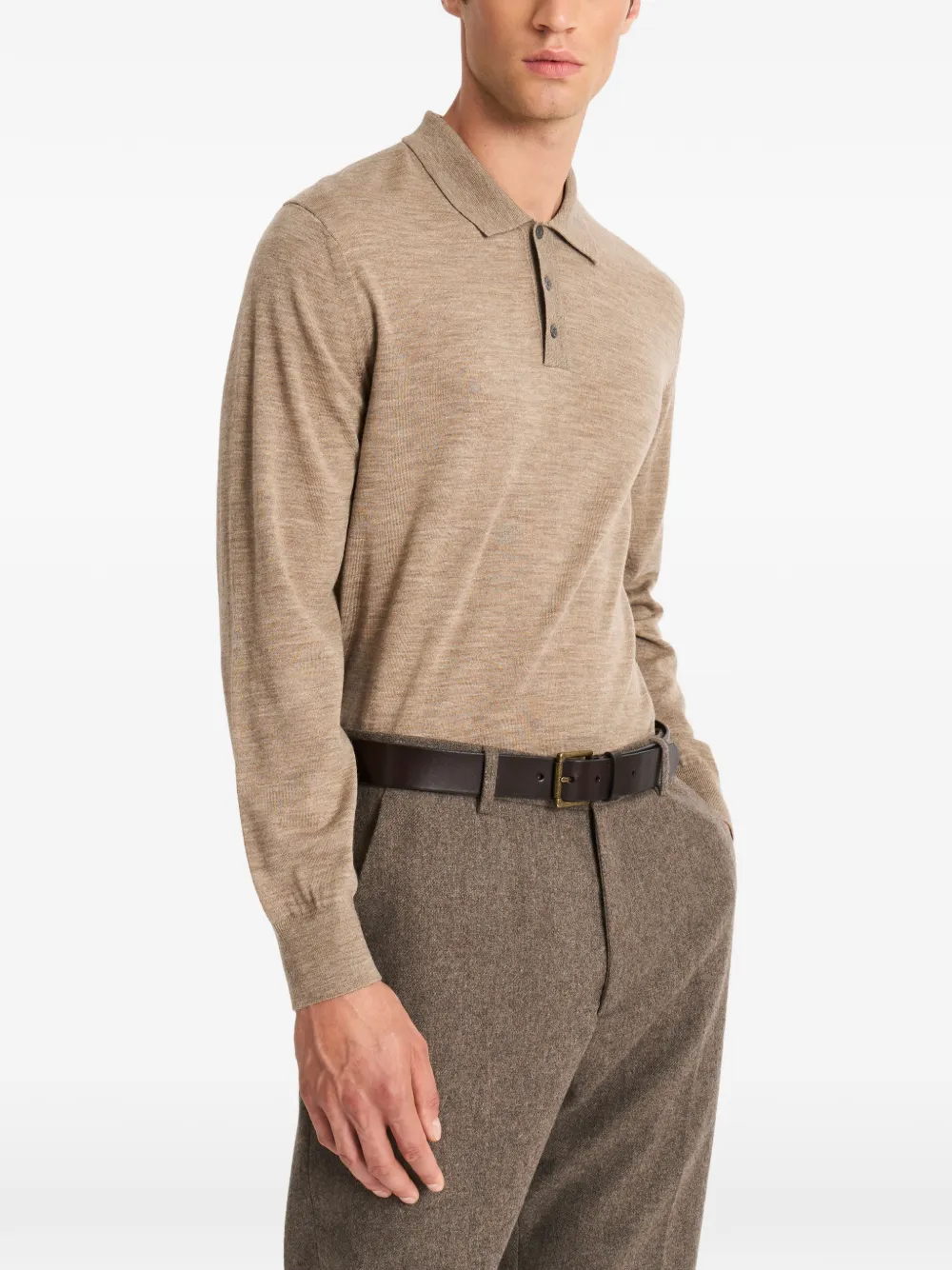 Pringle of Scotland Trui met polokraag en knopen Beige
