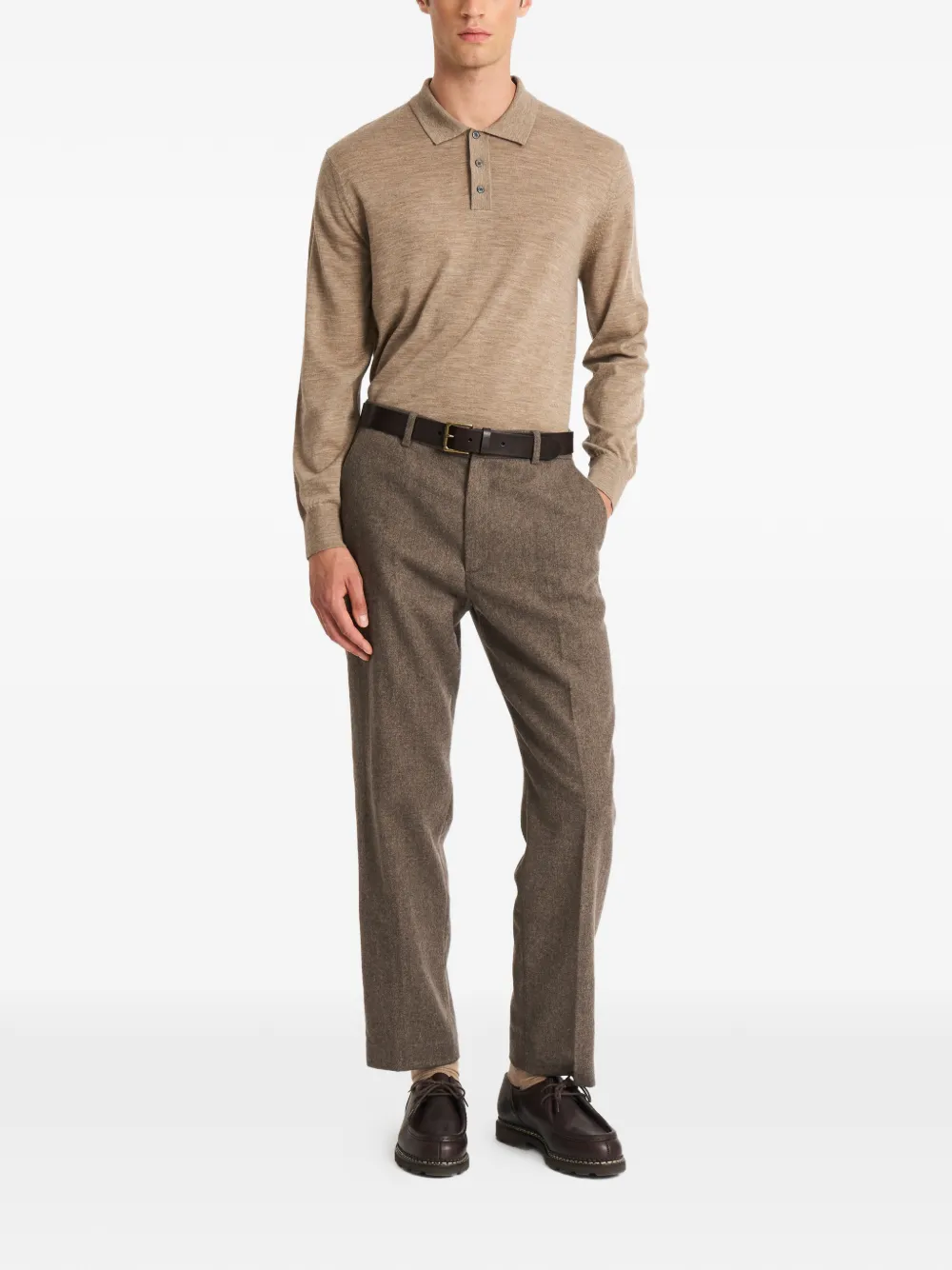 Pringle of Scotland Trui met polokraag en knopen Beige