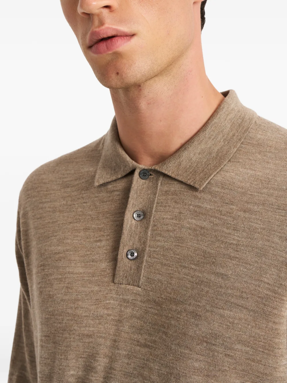 Pringle of Scotland Trui met polokraag en knopen Beige
