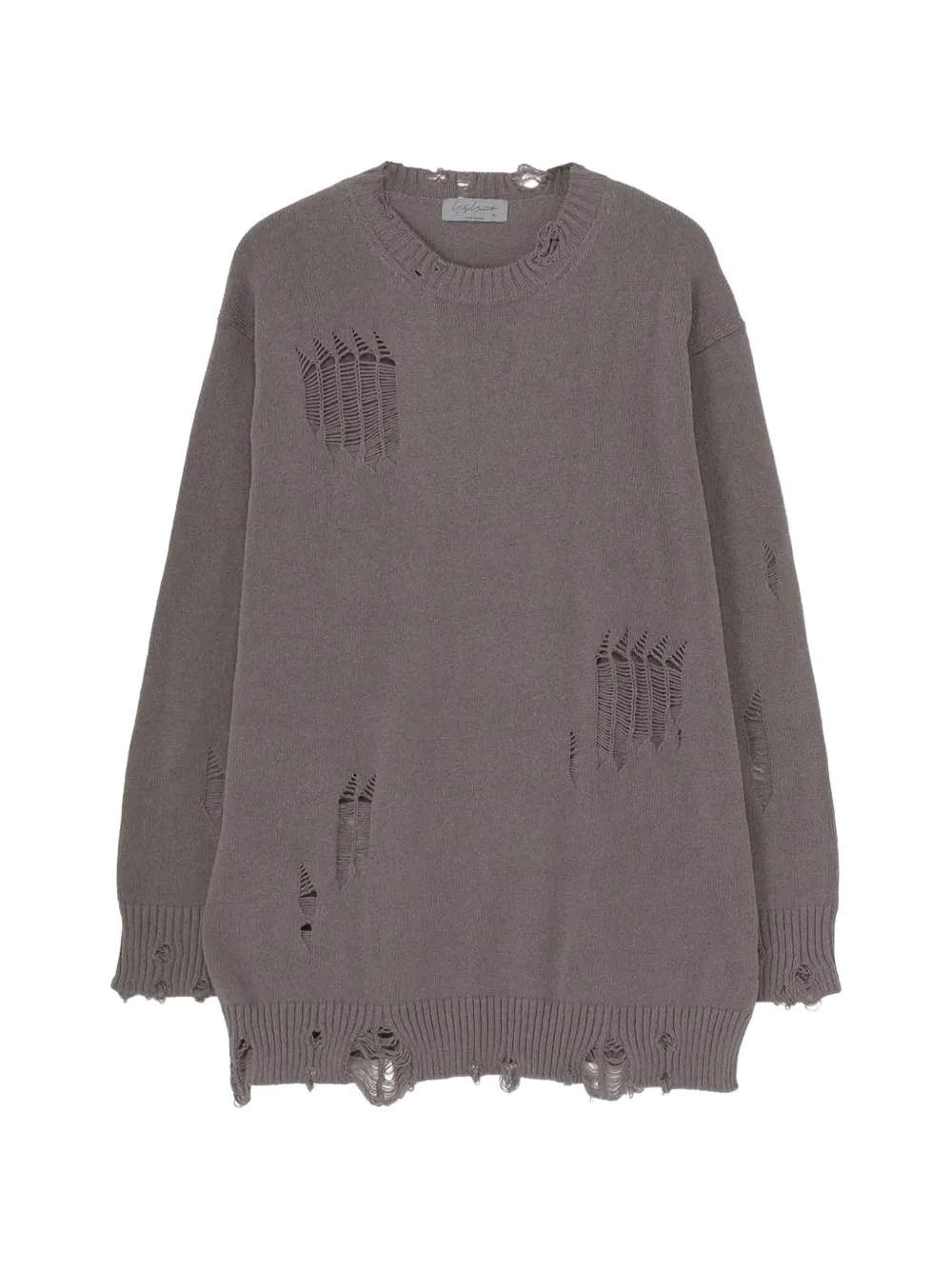 Yohji Yamamoto distressed crew-neck sweater - Grey