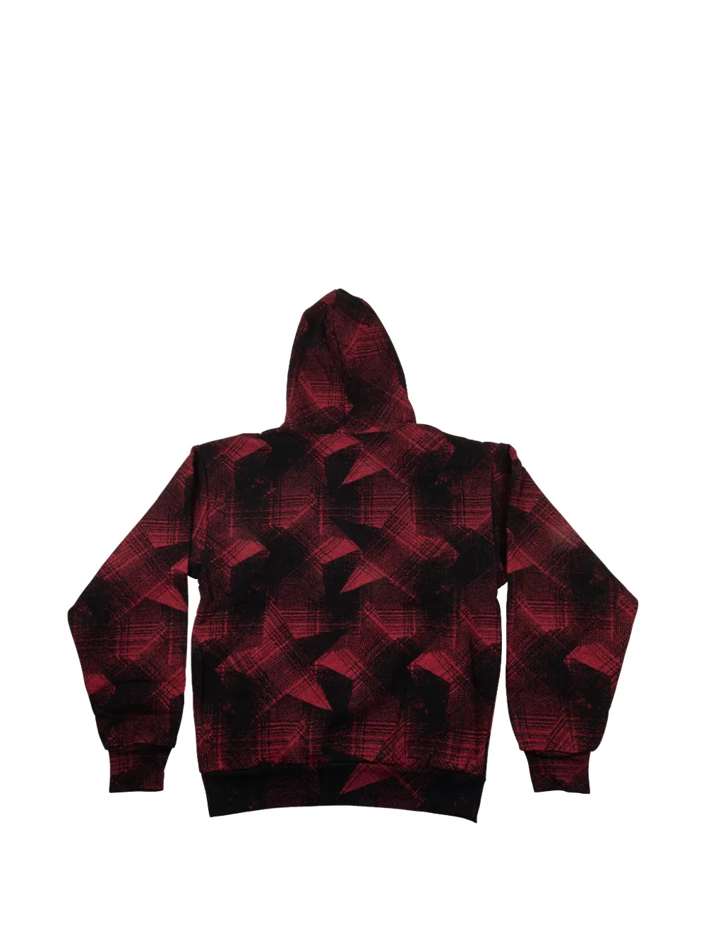  Sp5der Plaid-pattern Star-detail Hoodie - Red 