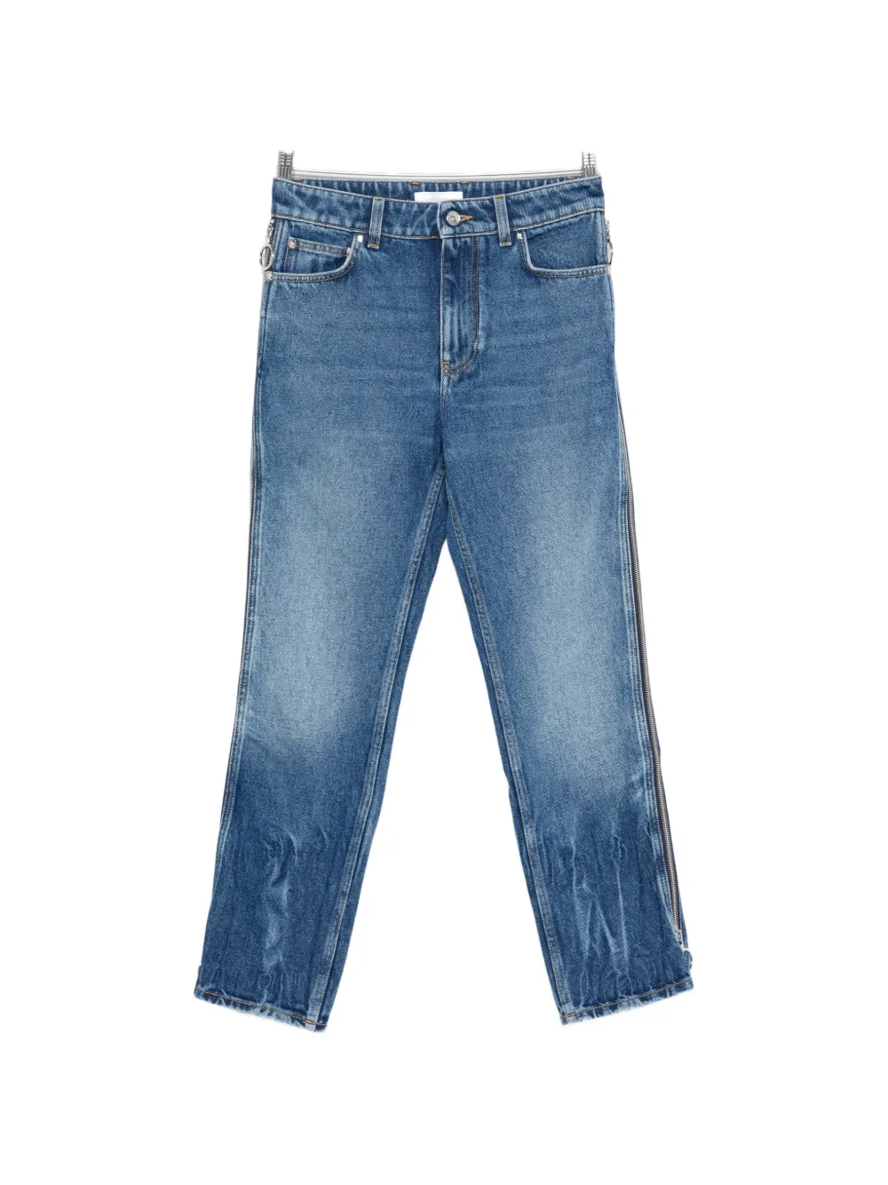 Rabanne zip-detail cropped jeans - Blu