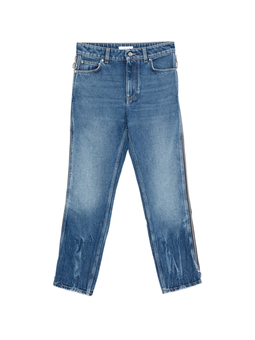 Rabanne zip-detail cropped jeans - Blu
