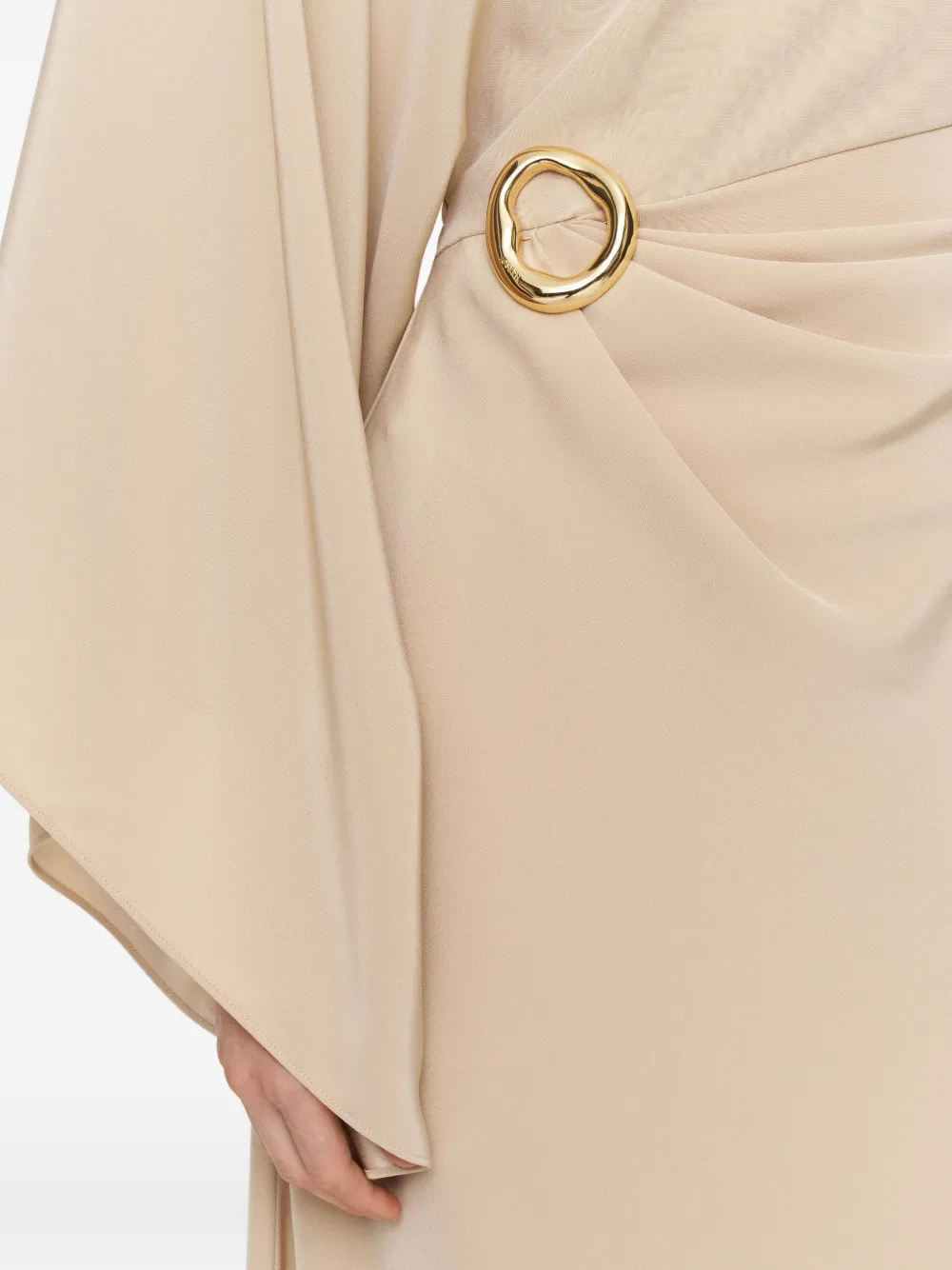 Asymmetric-Sleeve Midi Dress